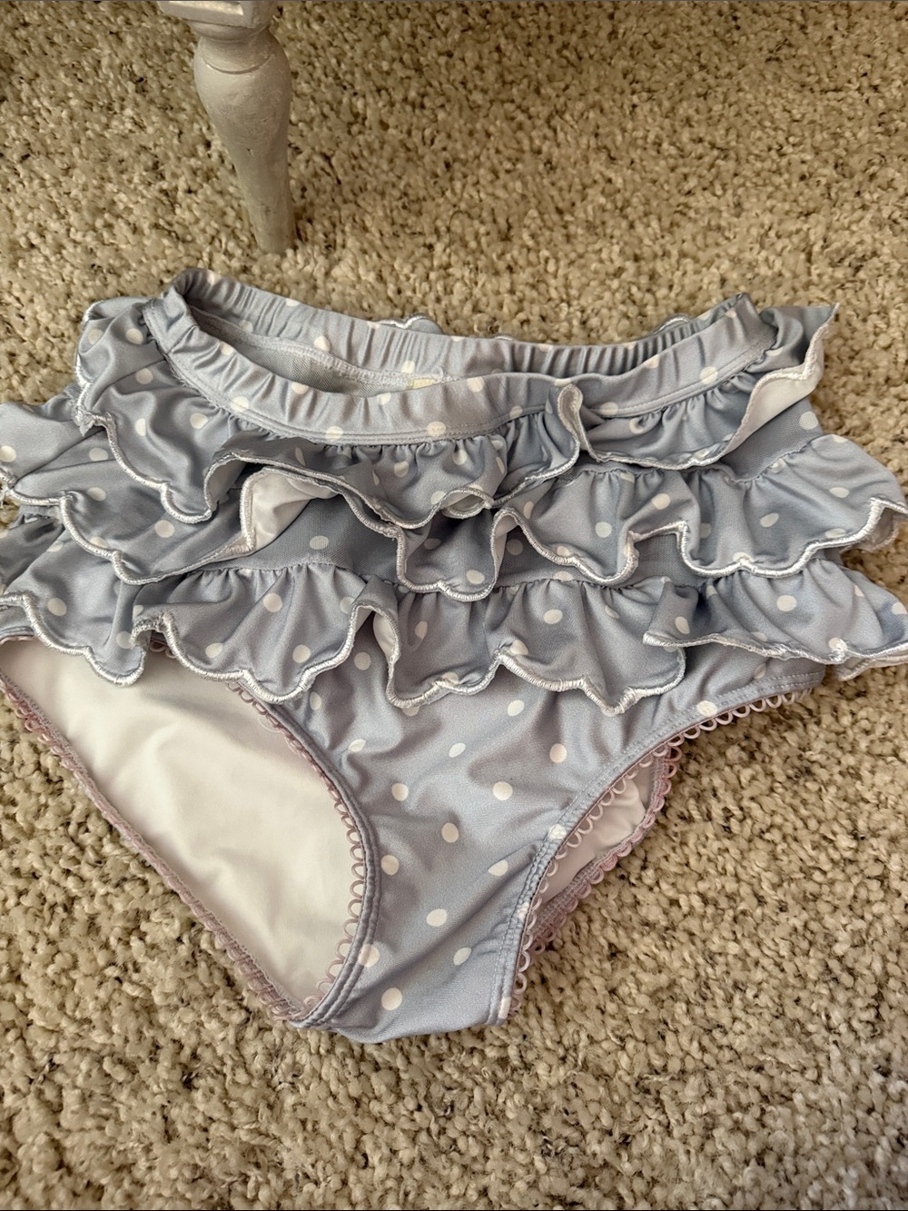 Women’s ' Light Blue Polka Dot Ruffle Swim Bottoms